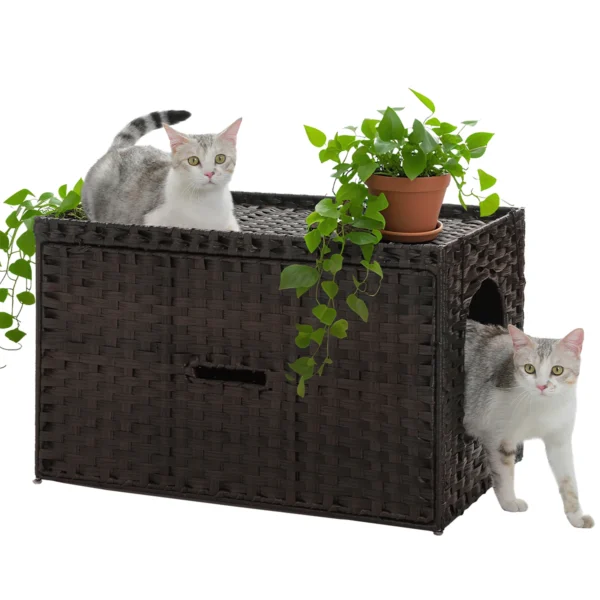 Rattan Litter Enclosure with Flip-Up Design