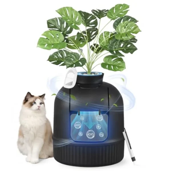 Litter Box with Artificial Plant